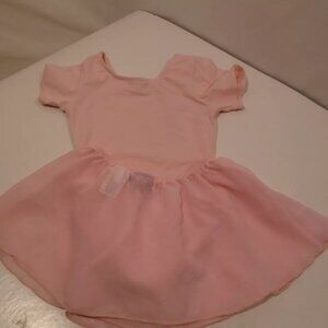 Girls Jacques Moret Pink Dance Leotard (Body suit) & over Skirt Size Large 12-14